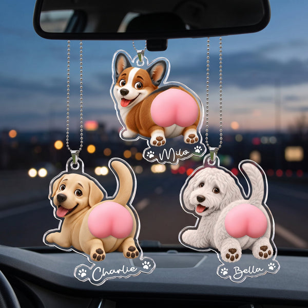 Funny Squishy Big Butt Custom Dog Photo Personalized Rear View Mirror Accessory