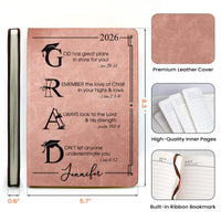 Graduation Motivation God Has Great Plans For You - Personalized Leather Journal