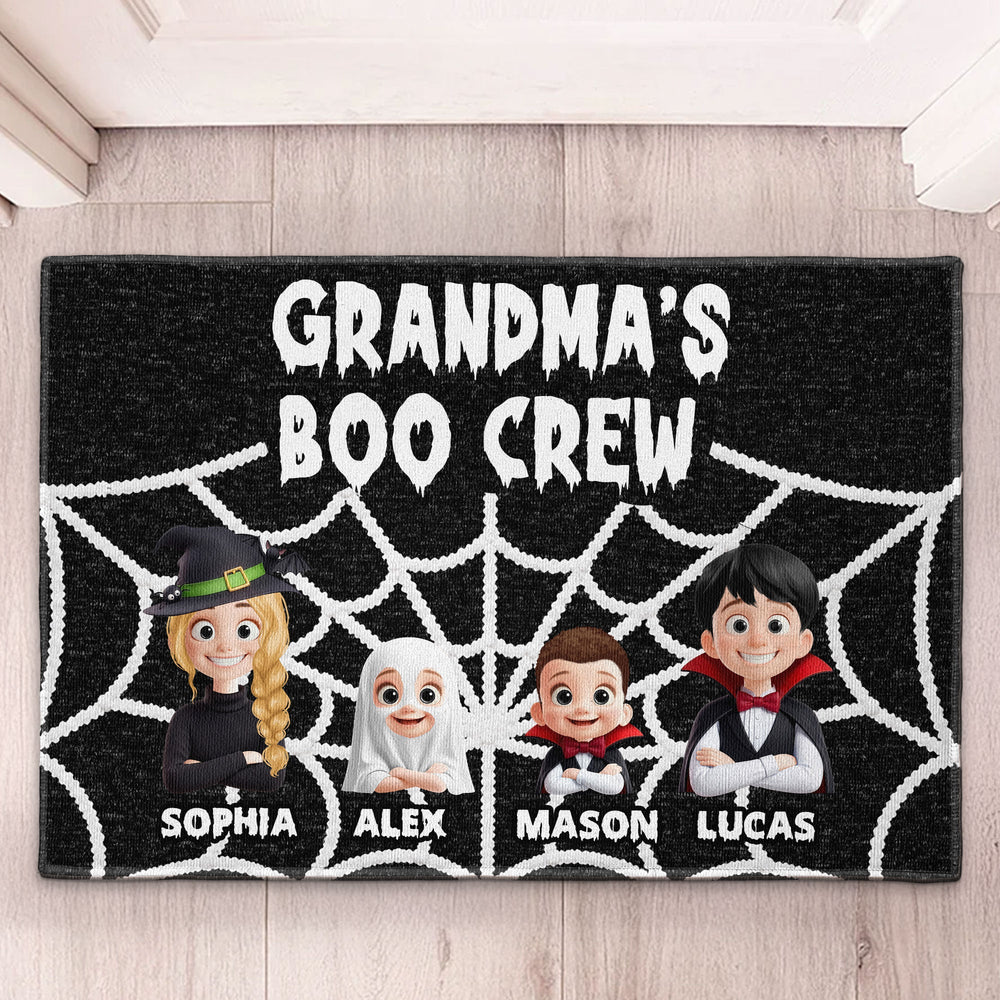 Personalized Grandma Boo Crew Doormat – Custom Halloween Grandkids Gift Door Mat