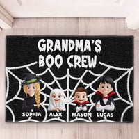 Personalized Grandma Boo Crew Doormat – Custom Halloween Grandkids Gift Door Mat