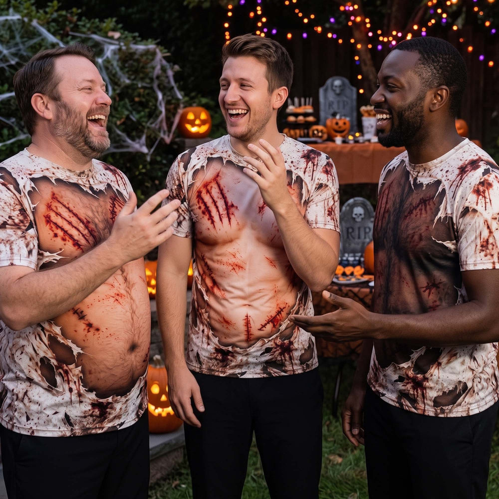 Custom Funny Fake Abs & Beer Belly Halloween Shirt, Personalized Men Gag Tee