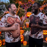 Custom Funny Fake Abs & Beer Belly Halloween Shirt, Personalized Men Gag Tee