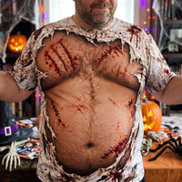 Custom Funny Fake Abs & Beer Belly Halloween Shirt, Personalized Men Gag Tee