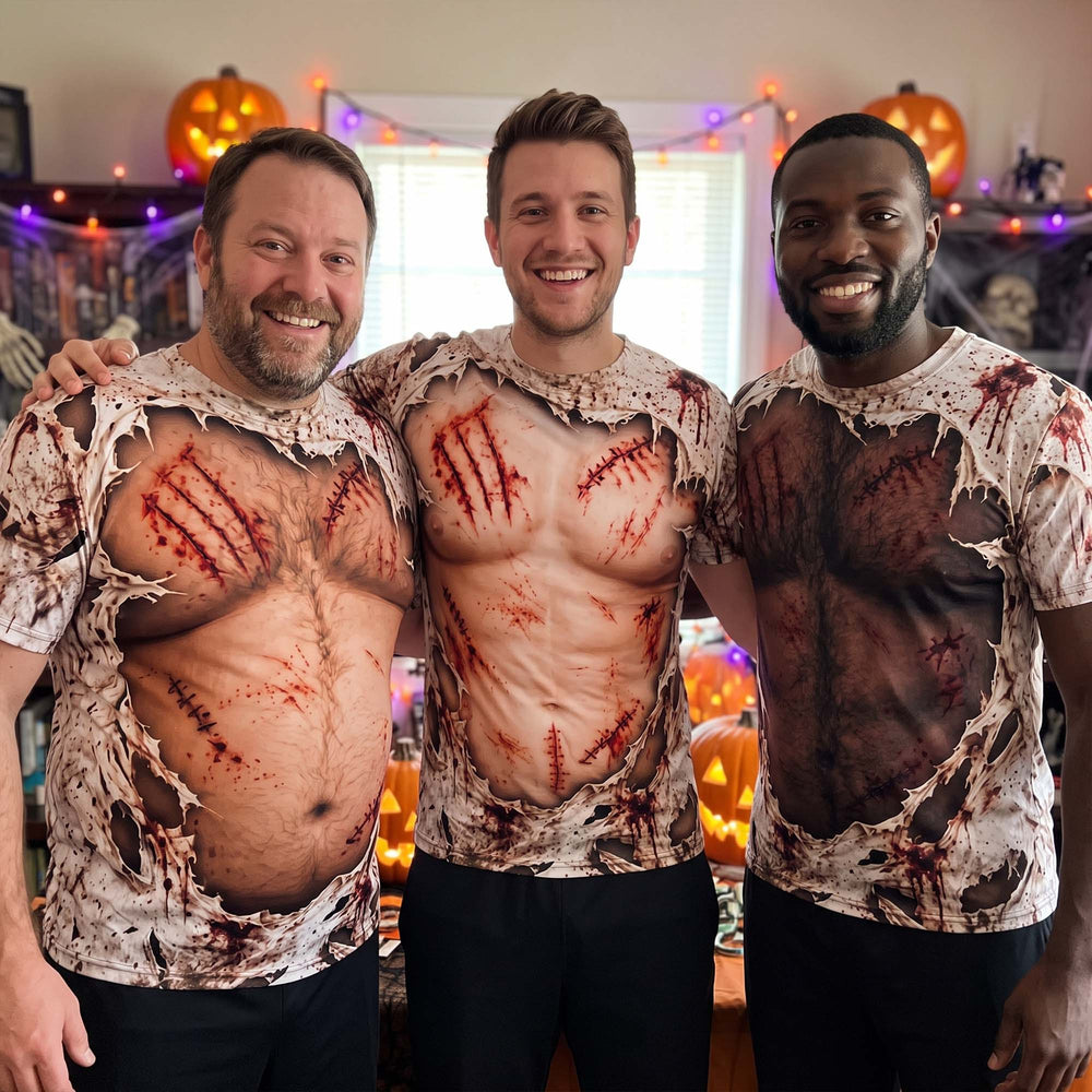 Custom Funny Fake Abs & Beer Belly Halloween Shirt, Personalized Men Gag Tee