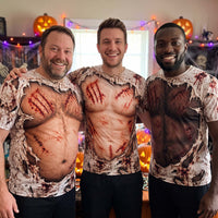 Custom Funny Fake Abs & Beer Belly Halloween Shirt, Personalized Men Gag Tee