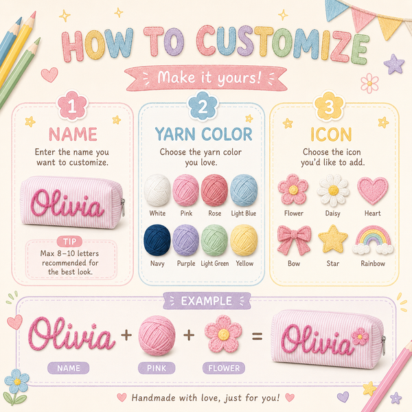 Personalized Seersucker Pencil Case LD01