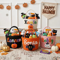 Cute Trick or Treat Personalized Halloween Storage Basket LD01