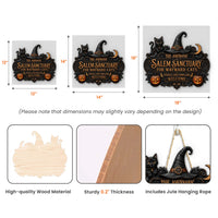 Salem Sanctuary For Wayward Cats - Personalized Halloween Wooden Door Sign