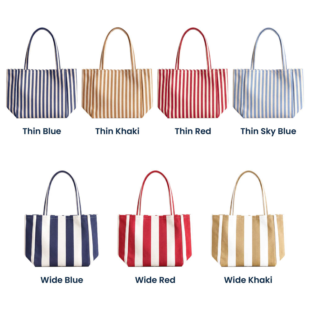 Personalized Sorority Greek Letters Monogram Striped Canvas Tote Bag