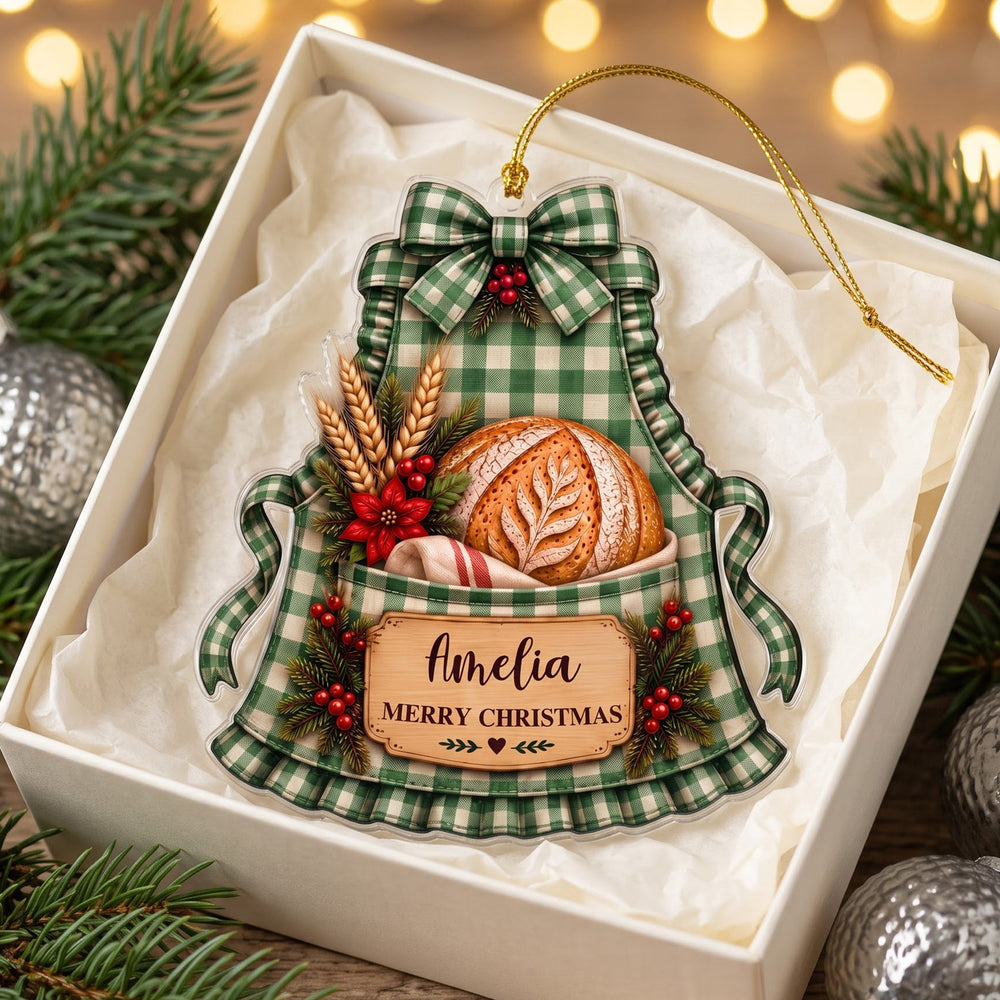 Personalized Sourdough Apron Acrylic Christmas Ornament, Custom Name Baker Gift