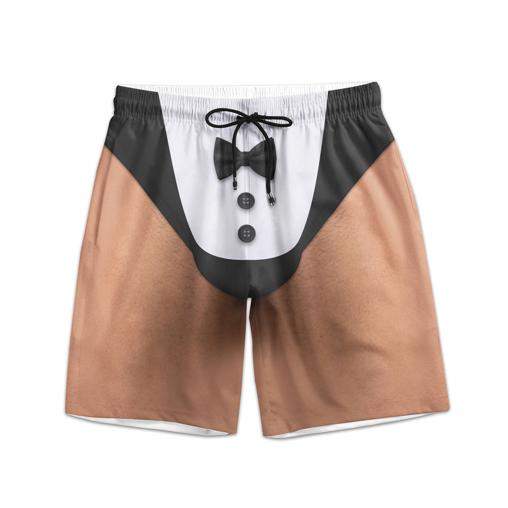 Funny 3D Speedo Graphic Beach Shorts - Mens Bachelor Party & Swim Trunks
