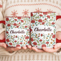Personalized Vintage Birth Flower Mug – Custom Name Ceramic Coffee Cup