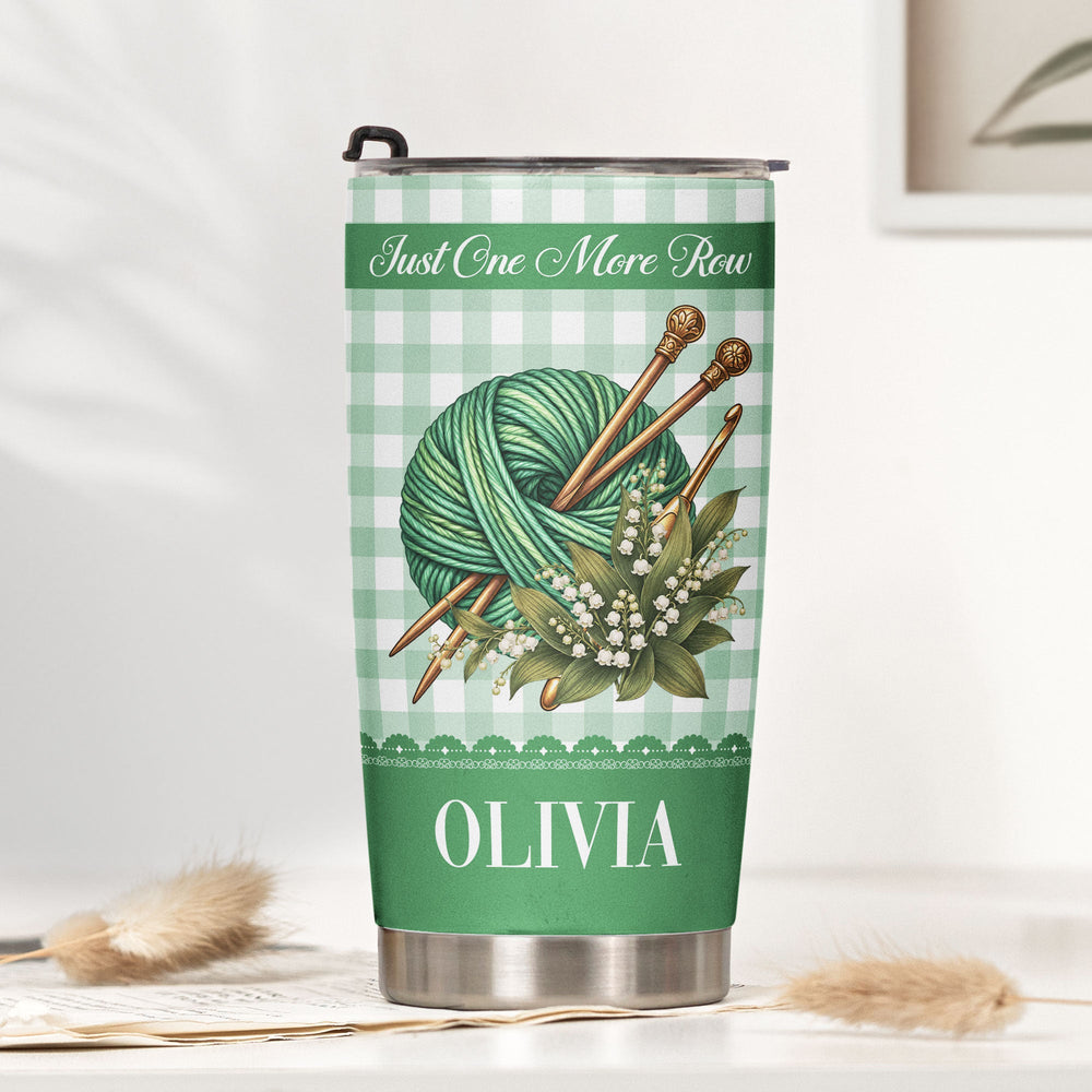 Personalized Yarnaholic Tumbler, Custom Birth Flower Gift for Crochet & Knitting Lover