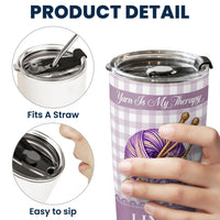 Personalized Yarnaholic Tumbler, Custom Birth Flower Gift for Crochet & Knitting Lover